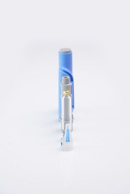 Caneta Injetora Automática com Retração Automática da Agulha Plástico de Grau Médico e Aço Inoxidável para Cartuchos Pré-carregados