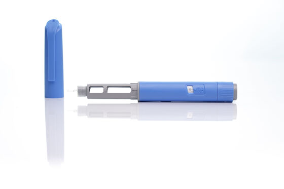 Pluma de injecção automática com retração automática da agulha e vida útil de 24 meses feita de plástico de qualidade médica e aço inoxidável